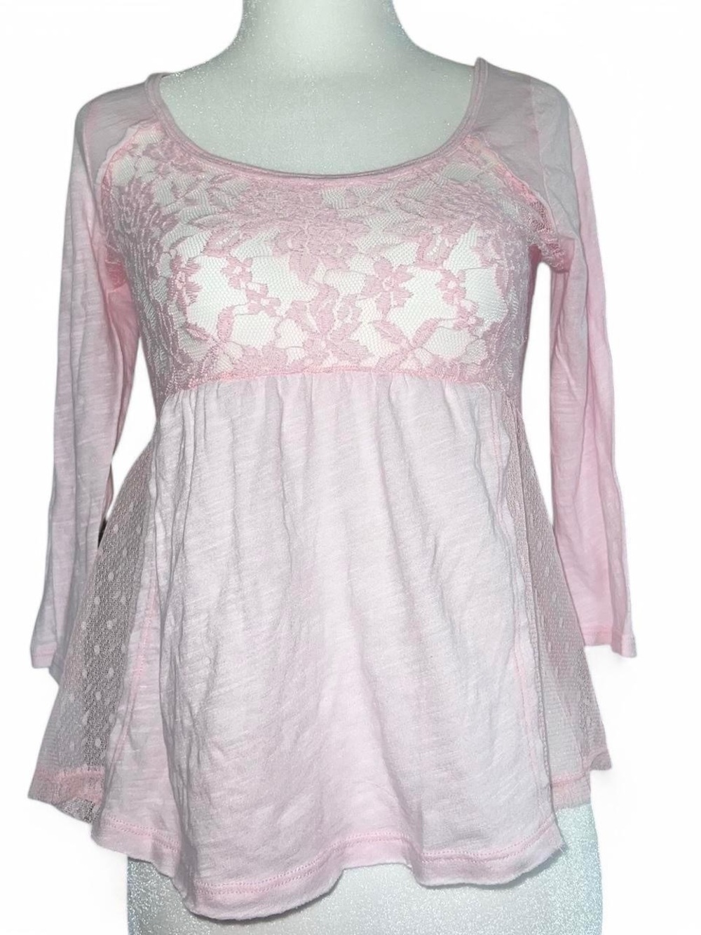 Abercrombie & Fitch Light Pink Lace Babydoll Top